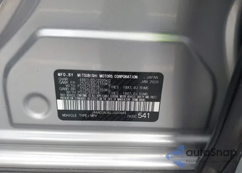 2020 Mitsubishi Outlander Sel 2.4 z USA, uszkodzony, nr VIN JA4AD3A36LJ000449